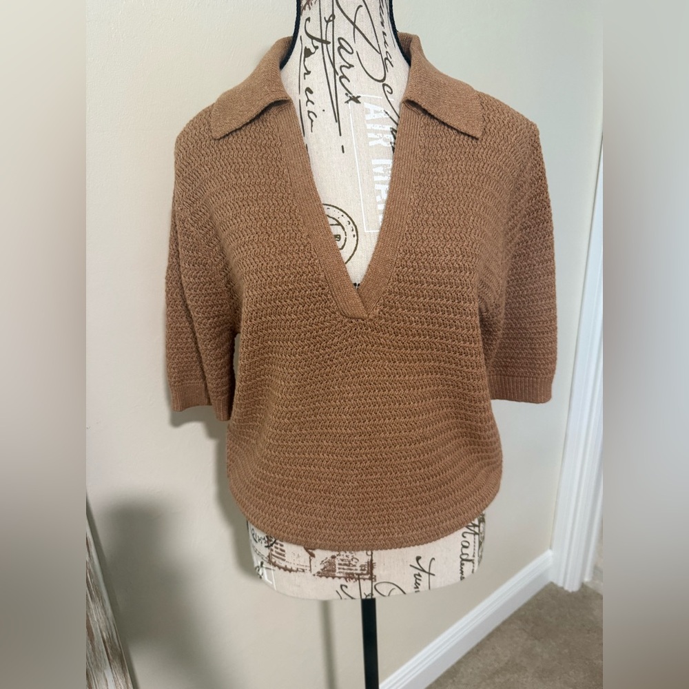 Elegant Brown V-Neck Women's Tunic